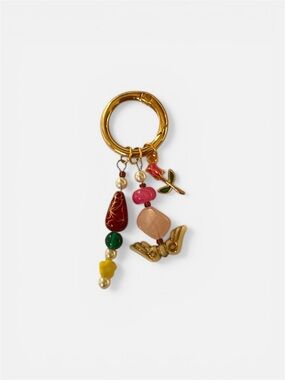 Gold Tone Floral Beaded Keyring - Multicolor (BangChan)